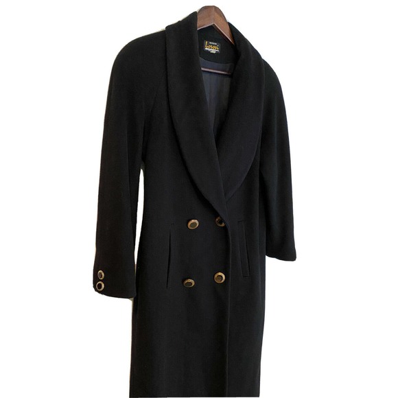 Lorovi Womens Black Full Length 45” Jacket Coat 75% Wool Blend Sz 8 Made in USA - Picture 3 of 6
